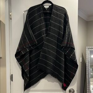 Calvin Klein Women’s Charcoal and White Striped Poncho